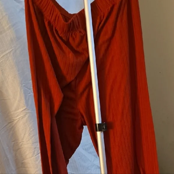 Rust Red Ribbed Drawstring Pants - Picture 5 of 6